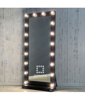 Гримерное зеркало с подсветкой 180х80 на подставке с колесиками венге премимум