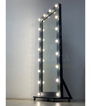 Гримерное зеркало серого цвета 180х80 с подсветкой на подставке