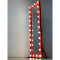 Большое гримерное зеркало с подсветкой лампами 200х60 Красная Лиственница