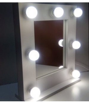 Маленькое гримерное зеркало с подсветкой 50х50 см 7 ламп