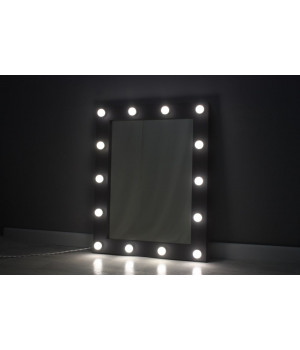 Гримерное зеркало 80х60 с подсветкой лампами черное