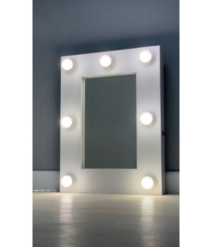 Гримерное зеркало с подсветкой лампами 60х45 см
