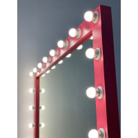 Гримерное зеркало 100х150 розового цвета с подсветкой 15 светодиодными лампами