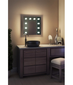 Зеркало в ванную комнату с подсветкой лампочками Ария